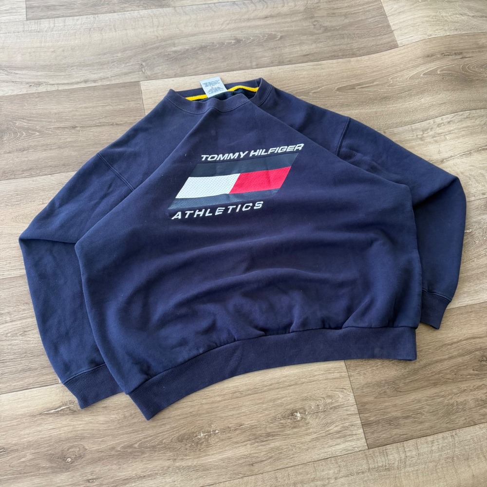 Tommy Hilfiger Athletics Vintage Navy Blue Crewneck Sweatshirt Mens Medium